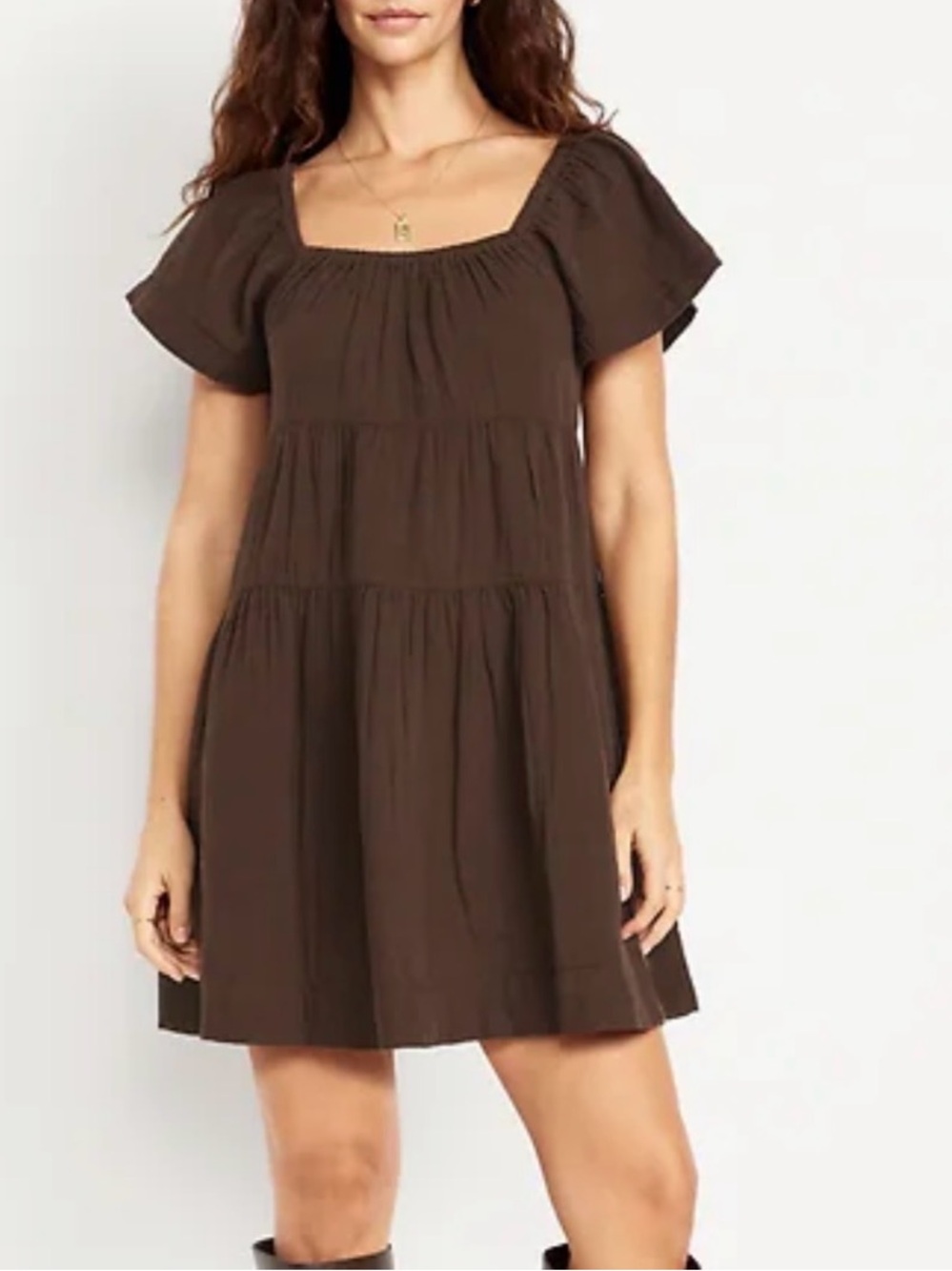 Old Navy Tiered Mini Swing Dress Earthen Brown Size XXL